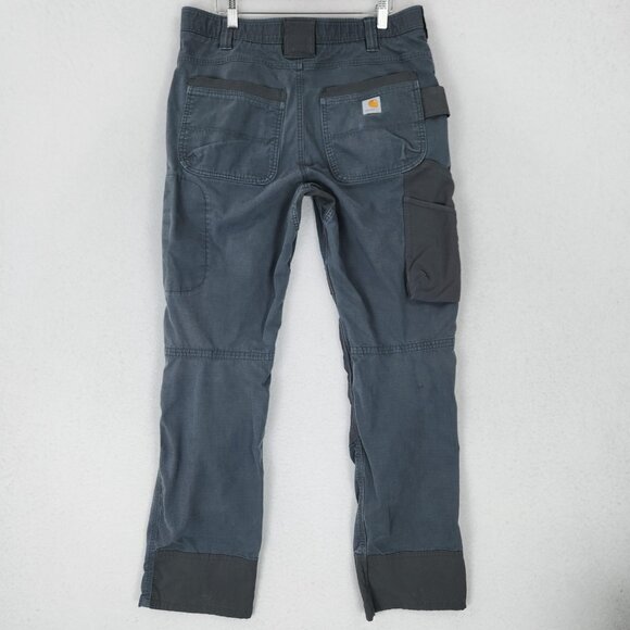 Carhartt Pants Mens 33x32 Gray Rugged Flex Steel Multi Pocket Double Knee - Picture 11 of 16